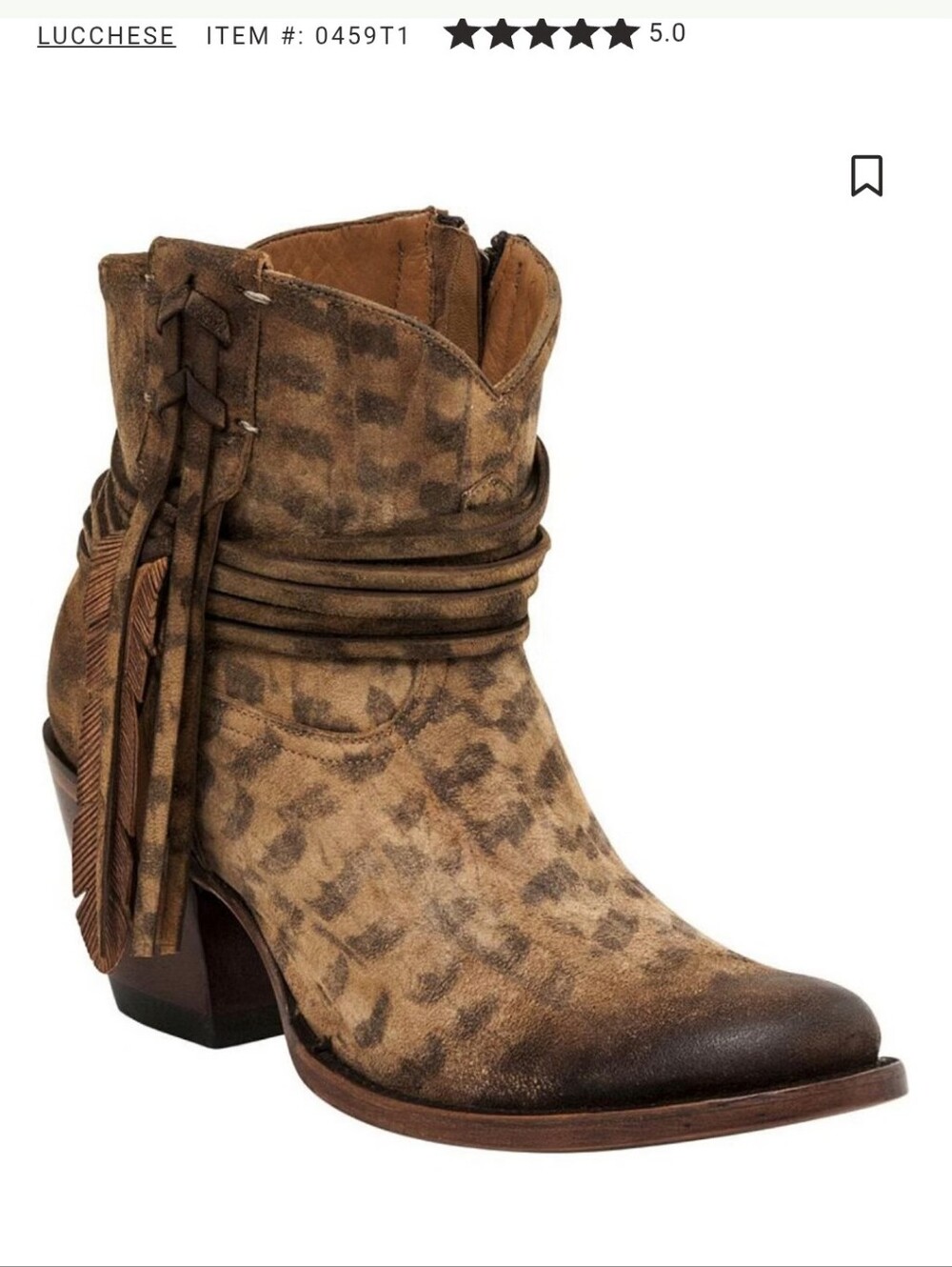 Lucchese Robyn Hand Tooled Leather Feather Booties Size 9